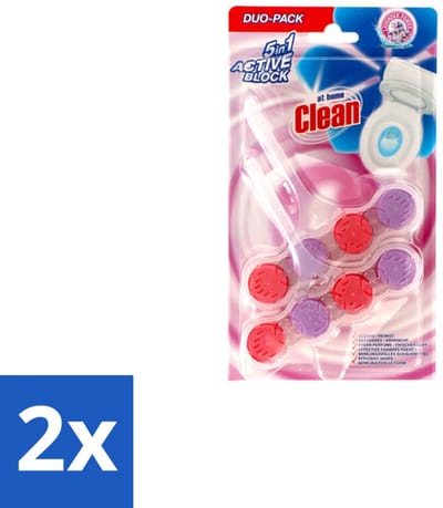 2 x At Home – Toiletblok – Lavendel – 2-delig - Toiletblok - Reiniging Toilet - Lavendel Geur - Schuim Reiniging - Kalkaanslag