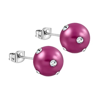 Aramat Jewels - Oorbellen - pareloorbellen zirkonia - Fel roze-10mm