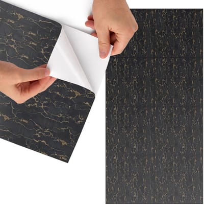 Tulup Meubelfolie - Marmerpatronen Decoratiefolie - 75x150 cm - Zwart Meubelfolie - Wrapfolie Keuken - Modern Meubelfolie - Decoratiefolie - Tafeldecoratie - Teksten