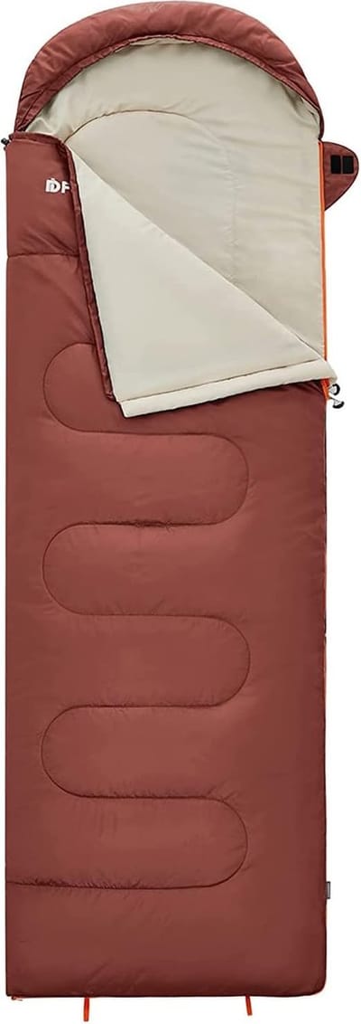 Slaapzak, 3-4 seizoenen, dekenslaapzak, lichtgewicht, warm en waterdicht, voor volwassenen en kinderen, voor kamperen, wandelen en reizen (bruin, L 1,2 kg)