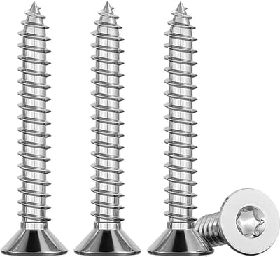 100 Stuks M5 x 30 Torx Verzonken Chipboard Schroeven - A2 RVS Zelftappende en Zelfborende Houtschroeven met Volledige Draad