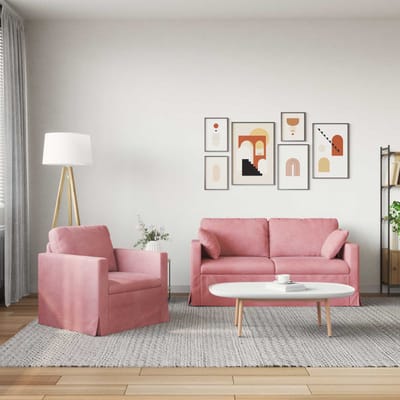 vidaXL Bankstel 2 pcs Roze 158 x 78 x 80 cm Fluweel