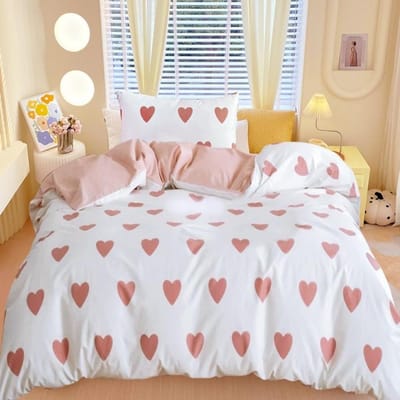 motif esthétique en forme de cœur, Housse de couette Blanc rouge fermeture éclair microfibre ultra-fine ensemble housse de couette en duvet adapté pour les filles et les femmes 240x220cm