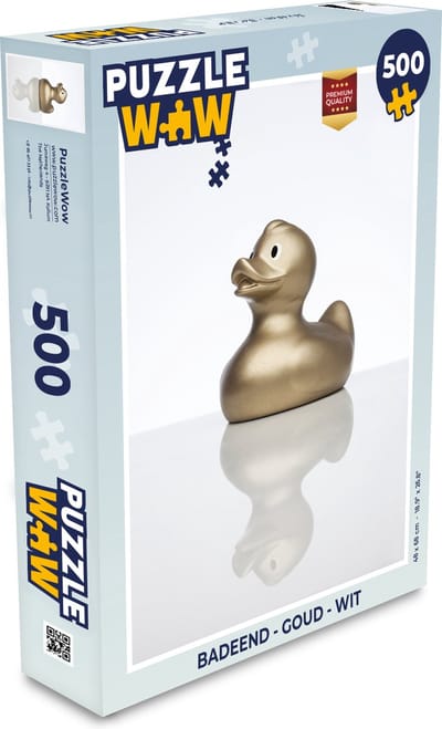 Puzzel Badeend - Goud - Wit - Legpuzzel - Puzzel 500 stukjes