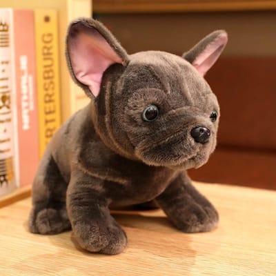 Nieuw 28cm Bulldog Pluche Speelgoed Realistisch Knuffeldieren Zwart Grijs Bulldog Pluche Levensgetrouwe Huisdier Hond Zachte Pop Cadeau about 28cm brown