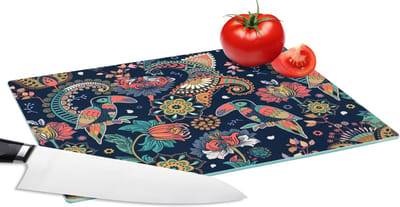 Glazen Snijplank - 28x20 - Toekan - Vogel - Regenboog - Jungle - Patroon - Snijplanken Glas