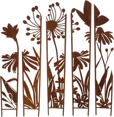 Esschert Design Trellis Klimrek 5-delig Bloemenmotief 117 cm – Metalen Plantenrek voor Klimplanten – Decoratief Tuinrek