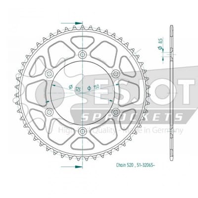 Couronne de transmission Esjot pour moto KTM 150 EXC 2024 52 dents Pas 520 Neuf