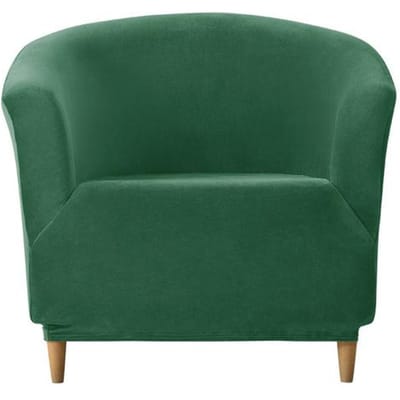 Stretch Velvet Club Fauteuilhoes Halve Cirkel Enkele Bankhoes Voor Woonkamer Huis Club Bar Café Fauteuil Chaise Bank Hoes 1 Piece groen