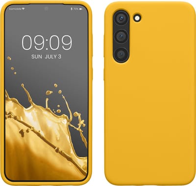 kwmobile telefoonhoesje geschikt voor Samsung Galaxy S23 Plus - Hoesje met siliconen coating - Smartphone case in stralend geel
