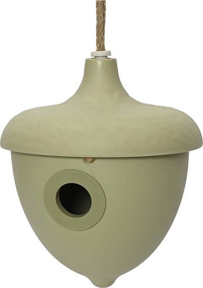Decoris Vogelhuisje - bamboe hout - lichtgroen - D17 x H19 cm - nestkastje
