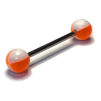 Aramat Jewels | Piercings | Stalen Oranje Wit Tongpiercing | | | |6mm | Staal | Volwassenen | Verkleurd niet