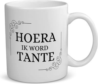 Akyol - hoera ik word tante koffiemok - theemok - Tante - iemand die tante wordt - tante cadeautjes - cadeau - kado - geschenk - 350 ML inhoud