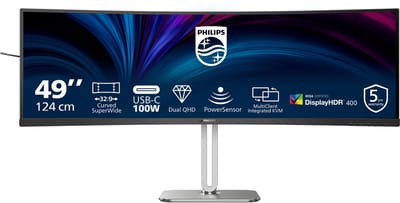 Philips 49B2U5900C - 49 inch Ultrawide Curved Dual QHD Business Monitor - USB-C 100W - RJ45 - 5 jaar garantie