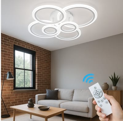 Lichtendirect- Plafonniere- Plafondlamp- Ringen- Woonkamerlamp- keukenlamp- Afstandsbediening- Dimbaar- 3 Licht kleuren- Wit