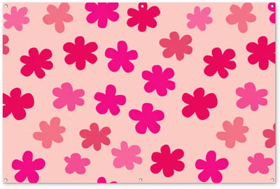 Tuinposter 180x120 cm - Tuindecoratie Bloemen - Patroon - Roze - Poster voor in de tuin - Buiten decoratie - Schutting tuinschilderij - Tuindoek muurdecoratie - Wanddecoratie balkondoek