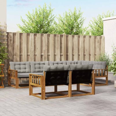 vidaXL - Buiten - bank - set - 7 - st - Naturel - en - lichtgrijs
