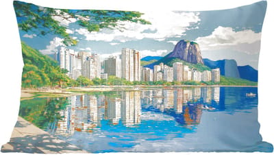 Sierkussens - Kussentjes Woonkamer - 60x40 cm - Berg - Skyline - Strand - Water