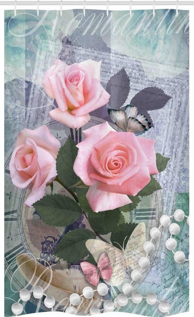 ABAKUHAUS douchegordijn Bloemen – 120x180 cm – Polyester, waterbestendig, Grijs-roze