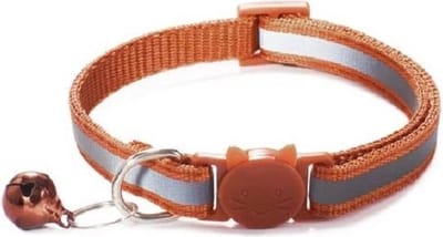 Kattenbandje met bel | Kattenhalsband| Veiligheidssluiting| Reflecterend| Verstelbaar| 17 kleuren| Bruin
