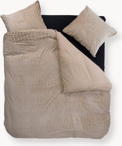 Y-NOT - Dekbedovertrek met kussensloop - Velvet Snake Skin Desert Taupe - 1 Persoons - 140x200/220 cm