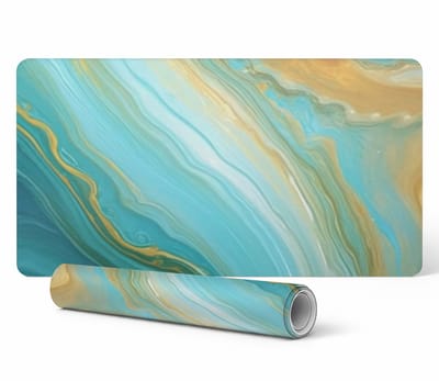 Vinyl bureauonderlegger met stijlvolle abstracte golfprint 90x45 cm