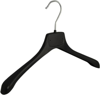 De Kledinghanger Gigant - Mantelhanger - Kostuumhanger - Jassenhanger - Volwassenen - MR38 - 50 Stuks - Kunststof - Zwart - Gebogen Model - Schouderverbreding 2,5 cm - 38 cm - Kledinghanger - Kleerhanger - MR-Serie (MR38_00/50)