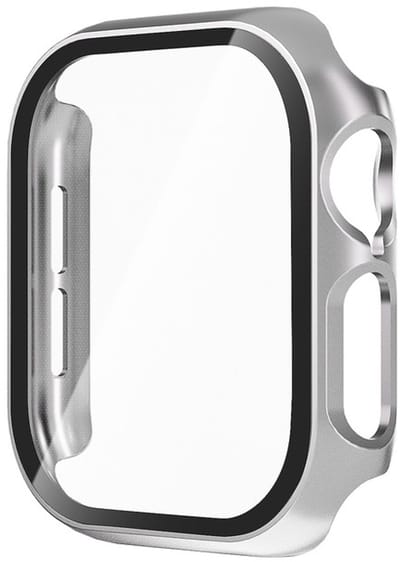 Screenprotector case - geschikt voor Apple Watch 10 / 11 42mm - full cover - hoesje - gehard glas - 42 mm - volledige bescherming - zilver