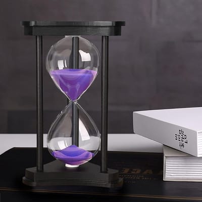 Zandloper Timer - Zandklok Decoratie - Koken Bordspellen - Houten Frame - 30 Minuten - Paars Zand
