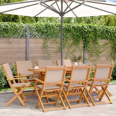 vidaXL - Opklapbare - stoelen, - 8 - stuks, - taupekleurige - stof - en - massief - hout.