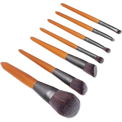 7 stuks Make-up Kwasten Draagbaar Superzachte Vezel Cosmetisch Losse Poeder Oogschaduw Kwasten orange