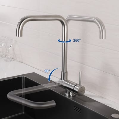 Lonheo max Keuken kraan Chroom - Opvouwbare Keukenkraan met Draaibare Uitloop - 360° Draaibare Raamkraan - Warm en Koud Beschikbaar