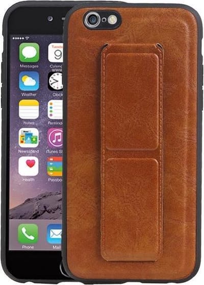 Grip Stand Hardcase Backcover voor iPhone 6 Bruin