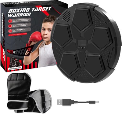 Boks Trainer - Muziek Bokszak - Binnen Fitness - Verstelbare Snelheid - 32.5 cm Hoog - Zwart