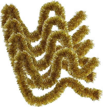 Gerimport Kerstslingers - 4x stuks - glitter goud - folie lametta - 180 x 7 cm - kerstboom versiering/guirlandes