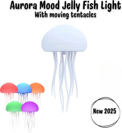 Aurora Mood Light - Kwallen Lamp - Jellyfish Lamp - LED Lamp met Bewegende Tentakels - Oplaadbare Sfeer Lamp - Voice Control Lamp - Touch Control Sfeerlicht - Dynamische LED Sfeerlamp - Kamerdecoratie Lamp - LED Nachtlamp - Moderne Tafellamp -