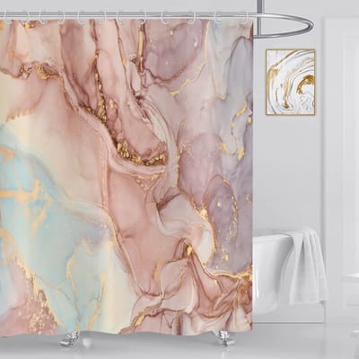 Dailygoods- Douchegordijn 180x200 cm - Marmer Look - Wasbaar - Waterdicht - 12 Haken - Luxe Meerkleurig Design - Badgordijn