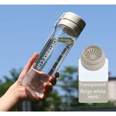 Gobelet d'été en plastique, grande capacité, bouilloire portable avec corde, séparation du thé en plein air, bouteille d'eau étanche et scellée 0.8L gray