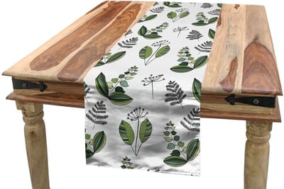 ABAKUHAUS – Tafelloper 40x180 cm – Olijfgroen/Wit – Polyester