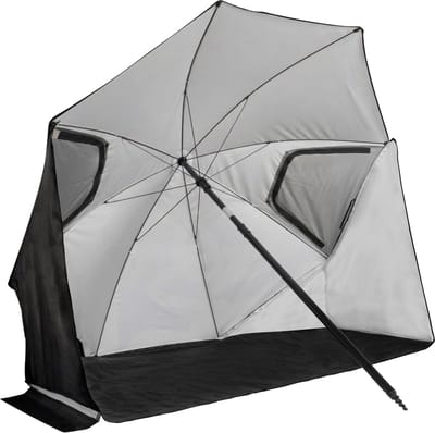 VirtuFit Strandparasol Premium - Zwart - 200 x 212 cm - Windscherm met Afrits Vlakken - Stevige Constructie - Incl. Draagtas