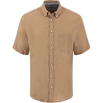 Fynch-Hatton Overhemd Premium Short Sleeve Linnen Button-Down Elephant Grey / male