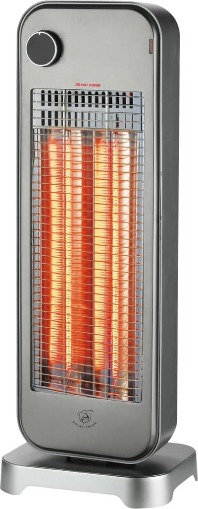 Royal Swiss® Verwarming Electrisch – Carbon Heater 450/900W – 2 Warmtestanden – Energiezuinig – Stil Verwarmen voor Slaapkamer & Woonkamer