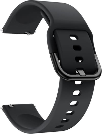 DrPhone Smartwatch 20mm Siliconen Band - Horlogeband – Metalen gesp – Zwart - Geschikt voor o.a Galaxy Watch 4 44mm/40mm/ Galaxy Watch 4 42mm /Galaxy Watch 3 41mm / Galaxy Watch 42mm etc