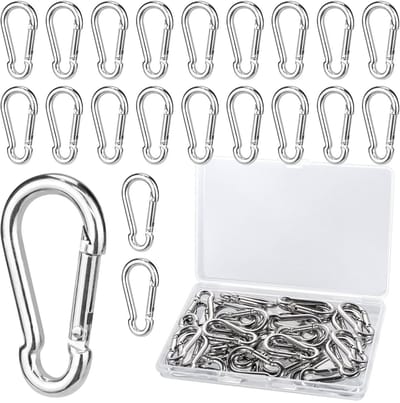 Dailygoods- Veiligheidsgespen 30 stuks - Roestvrij Stalen Karabijnhaak 4 x 40 mm - Mini-karabijnhaak met Veerslot - Sleutelhouder - Opbergdoos - Voor Bergbeklimmen/Wandelen/Camping