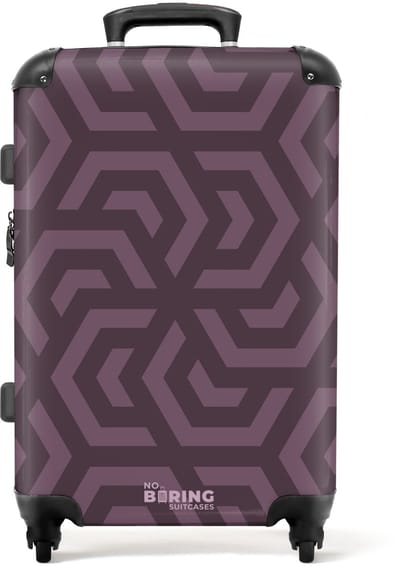 NoBoringSuitcases.com - Grote koffer - Herhalend geometrisch patroon in paarstinten - Reiskoffer met 4 wielen - Trolley op wieltjes - Rolkoffer groot - 72 liter - Ruimbagage valies 20kg - Valiezen voor volwassenen