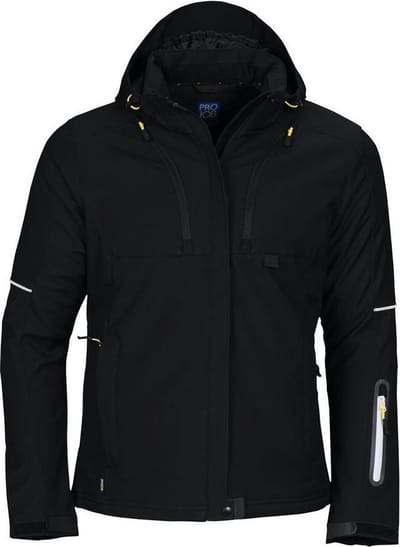 ProJob 3413 DAMES GEVOERDE SOFTSHELL JAS 643413 - Zwart - XS