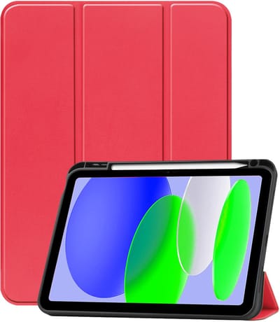 Hoesje Geschikt voor Apple iPad A16/A18 (2025/2026) - 11 inch (11e & 12e generatie) - Dun & Stevig - Trifold Bookcase - Hard Cover Case - Met Uitsparing Geschikt voor Apple Pencil - Hardcover Book - Tablet Hoes - Rood