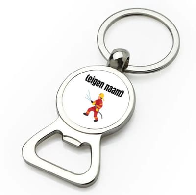 Akyol - brandweerman flesopener - Brandweer - iemand die werkt bij de brandweer - met eigen naam - leuk cadeau voor iemand die bij de brandweer werkt - cadeau - kado - 9 bij 3 cm