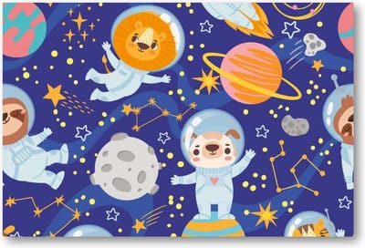 Dieren in de ruimte - 90x60 Canvas Liggend - Besteposter - Dieren - Kinderen - Kinderkamer