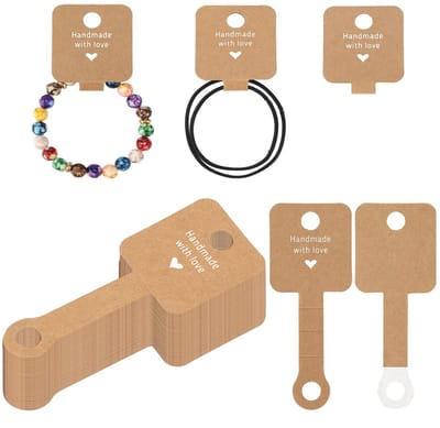 Dailygoody - Zelfklevende armbanden displaykaarten - Bruine halskettingen displaykaarten - Professioneel en schattig - 10 x 4 cm - Geschikt voor siera